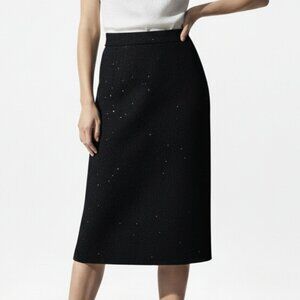 Ann Taylor Black Sequin Knit Pencil Skirt | NWT Size Medium | Holiday Work Party